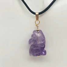 Load image into Gallery viewer, Howling At Twilight! Amethyst Wolf & 14k Gold Filled Pendant | 1.5" | 509282AMG - PremiumBead Alternate Image 8