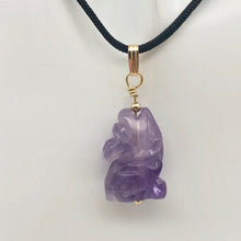 Load image into Gallery viewer, Amethyst Wolf Pendant Necklace | Semi Precious Stone Jewelry | 14k Pendant - PremiumBead Alternate Image 8