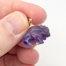 Load image into Gallery viewer, Amethyst Hand Carved Bison / Buffalo 14K Gold Filled 1" Long Pendant 509277AMG - PremiumBead Alternate Image 4