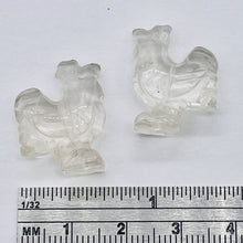 Load image into Gallery viewer, 2 Cute Carved Natural Clear Quartz Rooster Beads | 21x16x8.5mm | Clear