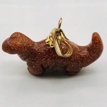 Load image into Gallery viewer, Goldstone Diplodocus Dinosaur Pendant Necklace|Semi Precious Stone Jewelry