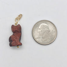 Load image into Gallery viewer, Adorable! Brecciated Jasper and 14k Gold Filled Cat Pendant, 1.38" Long - PremiumBead Alternate Image 6