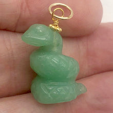 Load image into Gallery viewer, Aventurine Snake Pendant Necklace | Semi Precious Stone Jewelry | 14k Pendant
