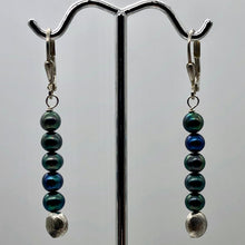 Load image into Gallery viewer, Shinning Teal Fresh Water Pearl Sterling Silver Earrings | 2" long |