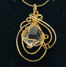 Load image into Gallery viewer, Herkamer Diamond 14K Gold Filled Wire Wrap Drop Pendant | 1 1/2" Long| Clear| 1