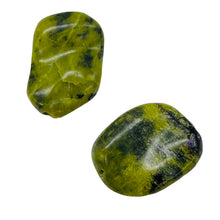 Load image into Gallery viewer, Green Serpentine with Black Matrix Beads | 21x19x6mm to 17x14x5mm | 2 Beads |