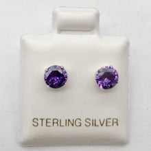 Load image into Gallery viewer, February 5mm Purple Created Amethyst &amp; 925 Sterling Silver Stud Earrings 10147B - PremiumBead Alternate Image 3
