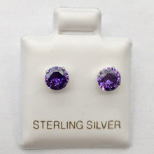 Load image into Gallery viewer, February 5mm Purple Created Amethyst & 925 Sterling Silver Stud Earrings 10147B - PremiumBead Alternate Image 3