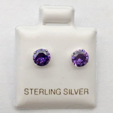February 5mm Purple Created Amethyst & 925 Sterling Silver Stud Earrings 10147B - PremiumBead Alternate Image 3