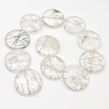 Load image into Gallery viewer, Tourmalated Clear Quartz Disc Pendant Bead | 30mm | 1 Bead |
