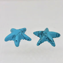 Load image into Gallery viewer, Carved Howlite Starfish Pendant Beads | 19.5x19x5.5mm | Turquoise - PremiumBead Alternate Image 2