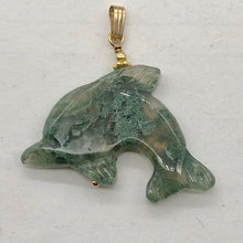 Load image into Gallery viewer, Moss Agate Dolphin 14K Gold Filled Pendant | 1 1/2" Long | Green | 1 Pendant |