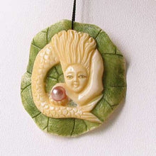 Load image into Gallery viewer, Splash 28mm Hand Carved & Scrimshawed Mermaid Centerpiece Bead 10349B - PremiumBead Primary Image 1