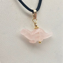 Load image into Gallery viewer, Rose Quartz Diplodocus Dinosaur Pendant Necklace|Animal Jewelry|14k Pendant