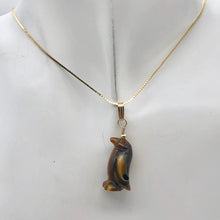 Load image into Gallery viewer, Tiger's Eye Penguin Pendant Necklace|Semi Precious Stone Jewelry|14k Pendant