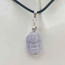 Load image into Gallery viewer, Hand Carved Lavender Jade Buddha Pendant with Silver Findings | 1 5/8" Long - PremiumBead Alternate Image 4