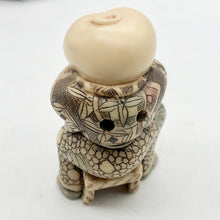 Load image into Gallery viewer, Scrimshaw carved Sleeping Asian Boy with Drum figurine - PremiumBead Alternate Image 2