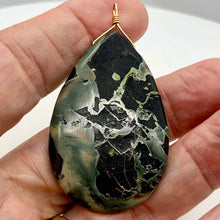 Load image into Gallery viewer, Wow Tsunami Sediment Stone Wire Wrap Pendant | 55x35mm | Deep Green |