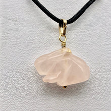 Load image into Gallery viewer, Rose Quartz Bunny Rabbit Pendant Necklace|SemiPrecious Stone Jewelry|14K Pendant - PremiumBead Alternate Image 7