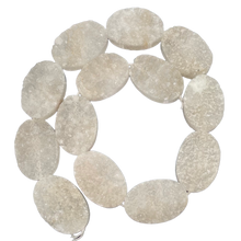 Load image into Gallery viewer, Druzy Quartz Parcel Oval Beads | 31x21x9mm | White Crystal | 4 Beads