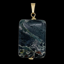 Load image into Gallery viewer, Tsunami Stone 14K Gold Filled Rectangle Pendant | 35x25x7.5mm | Green White | 1