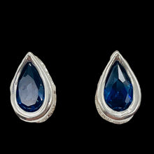 Load image into Gallery viewer, December 11x7mm Created Blue Topaz Sterling Silver Stud Earrings 10154G