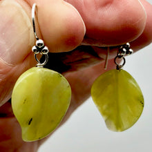 Load image into Gallery viewer, Korean Jade Carved Leaf Sterling Silver Drop Earrings | 1 1/2" Long | Green |