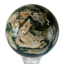 Load image into Gallery viewer, Moss Agate Druzy Quartz Crystal Meditation Sphere | 75mm | Green/White | 1 |