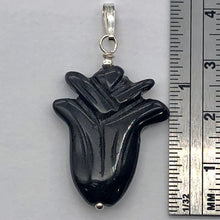 Load image into Gallery viewer, Obsidian Sterling Silver Rose Flower Pendant | 1 1/2" Long | Black | 1 Pendant |