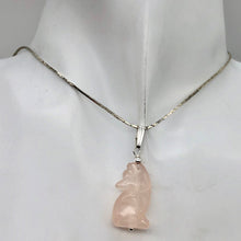 Load image into Gallery viewer, Rose Quartz Wolf Pendant Necklace| Semi Precious Stone Jewelry |Sterling Silver|