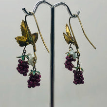 Load image into Gallery viewer, Garnet Raspberry Vermeil Sterling Silver Earrings | 1 3/4" Long | Red/Green |