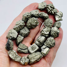 Load image into Gallery viewer, Pyrite Crystals Strand | 20x17x15 to 15x13x10mm | Silver Gold | 27 Beads |
