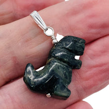 Load image into Gallery viewer, T-Rex Dinosaur Carved Kambaba Jasper Sterling Silver Pendant