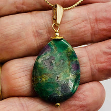 Load image into Gallery viewer, Natural Ruby Zoisite and 14K Gold Filled Pendant | 2" Long | Green/Red |