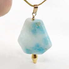 Load image into Gallery viewer, Hemimorphite 14K Gold Filled Carved Pendant | 1 3/4" Long | Blue | 1 Pendant |