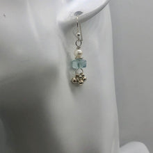Load image into Gallery viewer, Aquamarine Pearl Drop Earrings | 1 1/4" Long | Blue White | 1 Pair |