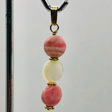 Load image into Gallery viewer, Rhodocrosite/Mother of Pearl 14K Gold Filled Pendant | 11/2" Long | Pink/White |