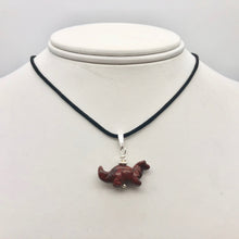 Load image into Gallery viewer, Brecciated Jasper Diplodocus Dinosaur with Silver Pendant 509259BJS | 25x11.5x7.5mm (Diplodocus), 5.5mm (Bail Opening), 7/8" (Long) | Red - PremiumBead Alternate Image 2