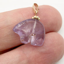 Load image into Gallery viewer, Amethyst 14K Gold Filled Zuni Bear Drop | 1" Long | Purple | 1 Pendant