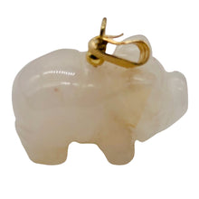Load image into Gallery viewer, Rose Quartz Pig Pendant Necklace | Semi Precious Stone Jewelry | 14k Pendant