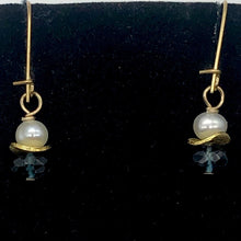 Load image into Gallery viewer, London Blue Topaz and Pearl 14K Gold Filled Drop | Blue/White/Gold | 1 Earrings|