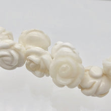Load image into Gallery viewer, 3 Elegant Carved White Clam-shell Rose Flower Button Beads 10782 | 47x37mm | Cream - PremiumBead Alternate Image 4