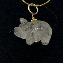 Load image into Gallery viewer, Piggie! Carved Clear Quartz Pig 22K Vermeil Pendant 509274QZG
