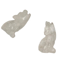 Load image into Gallery viewer, Howling New Moon 2 Carved Clear Quartz Wolf Coyote Beads | 21x11x8mm | Clear