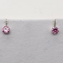 Load image into Gallery viewer, October Birthstone Shine 5mm Pink Cubic Zircon Sterling Silver Earrings - PremiumBead Alternate Image 5