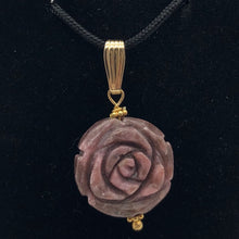 Load image into Gallery viewer, Pretty in Pink! Rhodonite Rose and 14K Gold FilledPendant | 20mm | 1.5" Long - PremiumBead Alternate Image 3