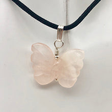 Load image into Gallery viewer, Flutter Carved Rose Quartz Butterfly and Sterling Silver Pendant 509256RQS - PremiumBead Alternate Image 6