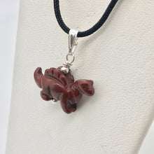 Load image into Gallery viewer, Red Dinosaur Pendant Bracciated Jasper Stegosaurus and Silver Pendant 509258BJS | 21x11x8mm (Stegosaurus), 7.0mm (Bail Opening), 7/8" (Long) | Red - PremiumBead Alternate Image 2