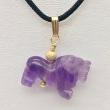 Load image into Gallery viewer, Amethyst Lion Pendant Necklace | Semi Precious Stone Jewelry | 14k Pendant - PremiumBead Alternate Image 5