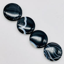 Load image into Gallery viewer, 4 Beads of Black & White Sardonyx 25x6mm Coin Beads 10486